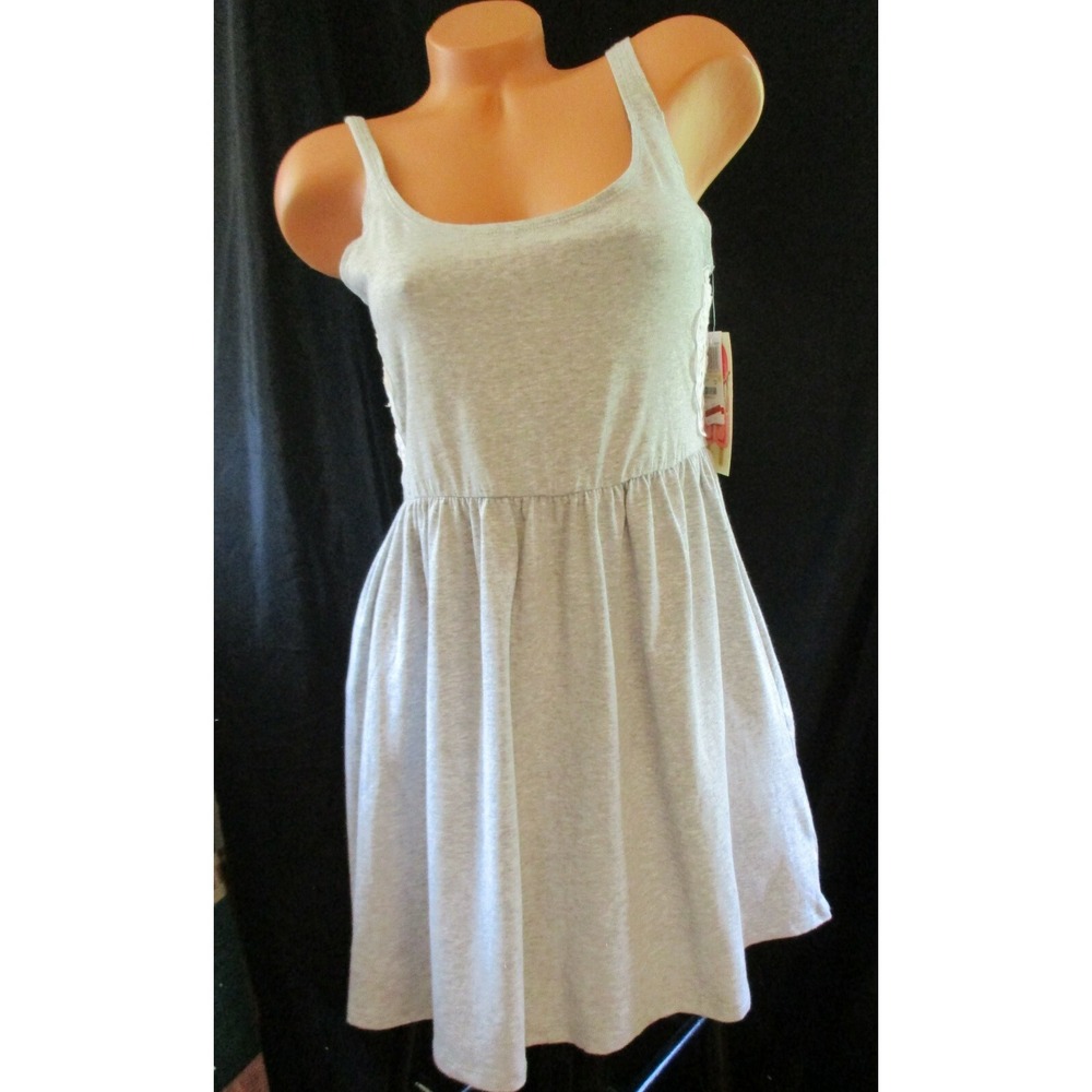 Miken Swim – Juniors Cover-up – Gray Tank Dress w White Appliques -Med - NWT